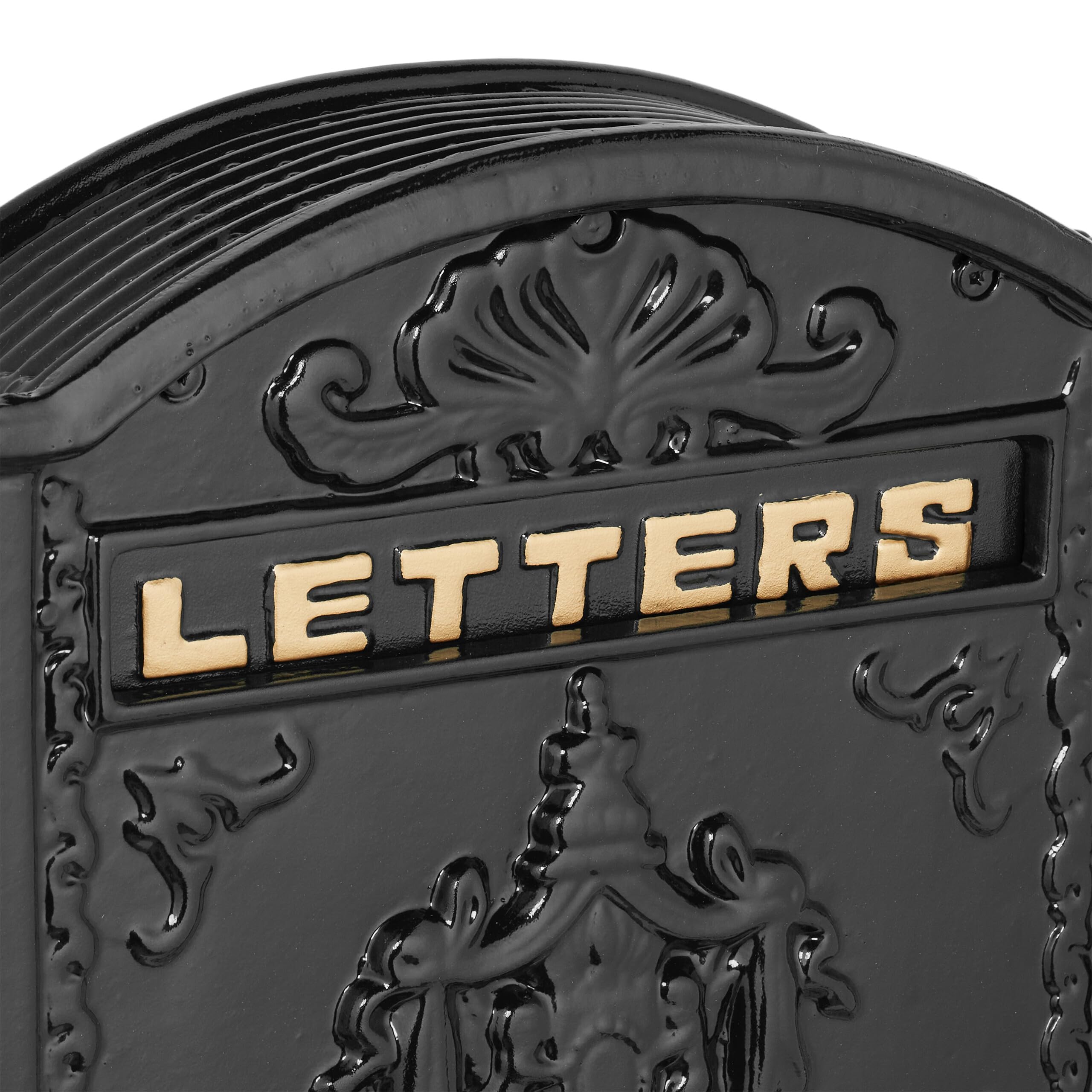 Relaxdays Cassetta Posta, Design Antico, Porta Lettere A4, Casella Postale in Ferro e Alluminio, 42x28x10 cm, Nero Oro