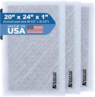 RAYAIR SUPPLY 20x24 Replacement Filter Pads Compatible with SolaceAir | Air Cleaner Media Refills, Designed to Fit 20x24x1 Filter Frame, White, 3-PACK, Made in USA