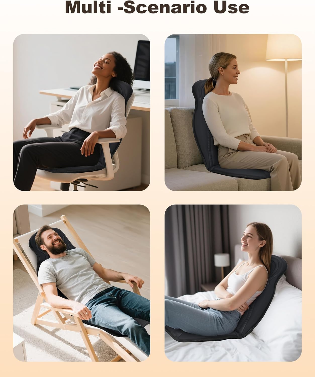 Beleduc Back Massager for Chair with Heat, Massage Chair Pad for Pain Relief, Massage Seat Cushion with 9 Vibration Motors, 3 Heating Areas, 30/60/90 Minute Timer, Home Office Relaxation