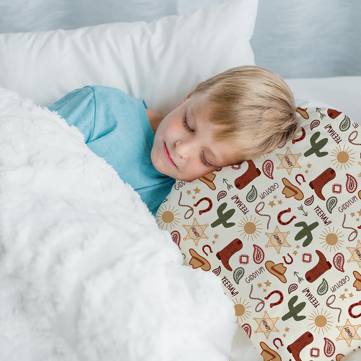 Little Sleepy Head Toddler Pillow with Pillowcase (Giddyup) and Toddler Pillow with Pillowcase (Checkers Black) Bundle