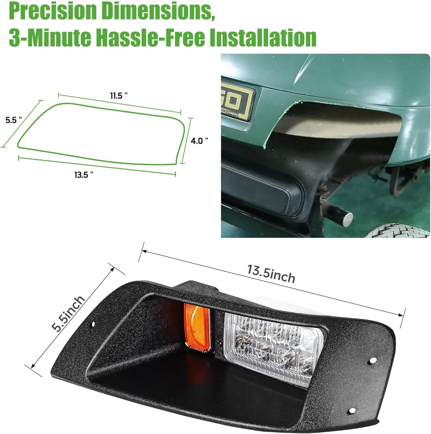 10L0L Golf Cart Headlight Kit for EZGO TXT 1996-2013 Gas & Electric, 12V Driver & Passenger Side, EZGO TXT Headlamp Kit with 3Pin Connector