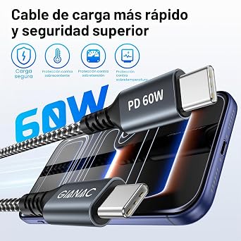 USB C Cable Fast Charging [3Pack 2M] 60W PD USB C to USB C Cable for iPhone