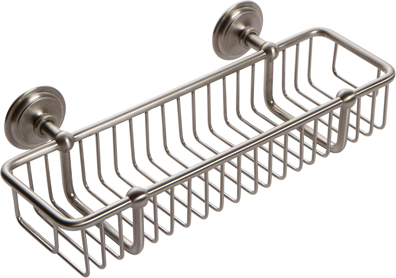 Ginger 26552/SN London Terrace 12" Wall Mounted Shower Toiletry Basket, Satin Nickel