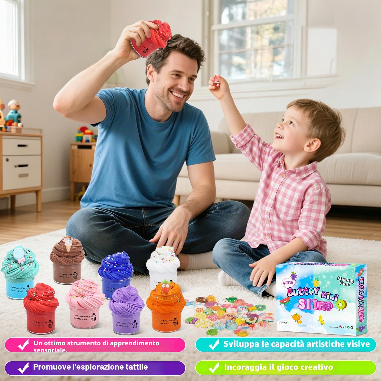 Confezione da 30 mini slime per burro fluffy con Ciondoli di melma,Putty Giocattoli,Slime Fun Charms,DIY Slime Morbido ed Elasticizzato per Party Favor bambini stress sollievo giocattoli set