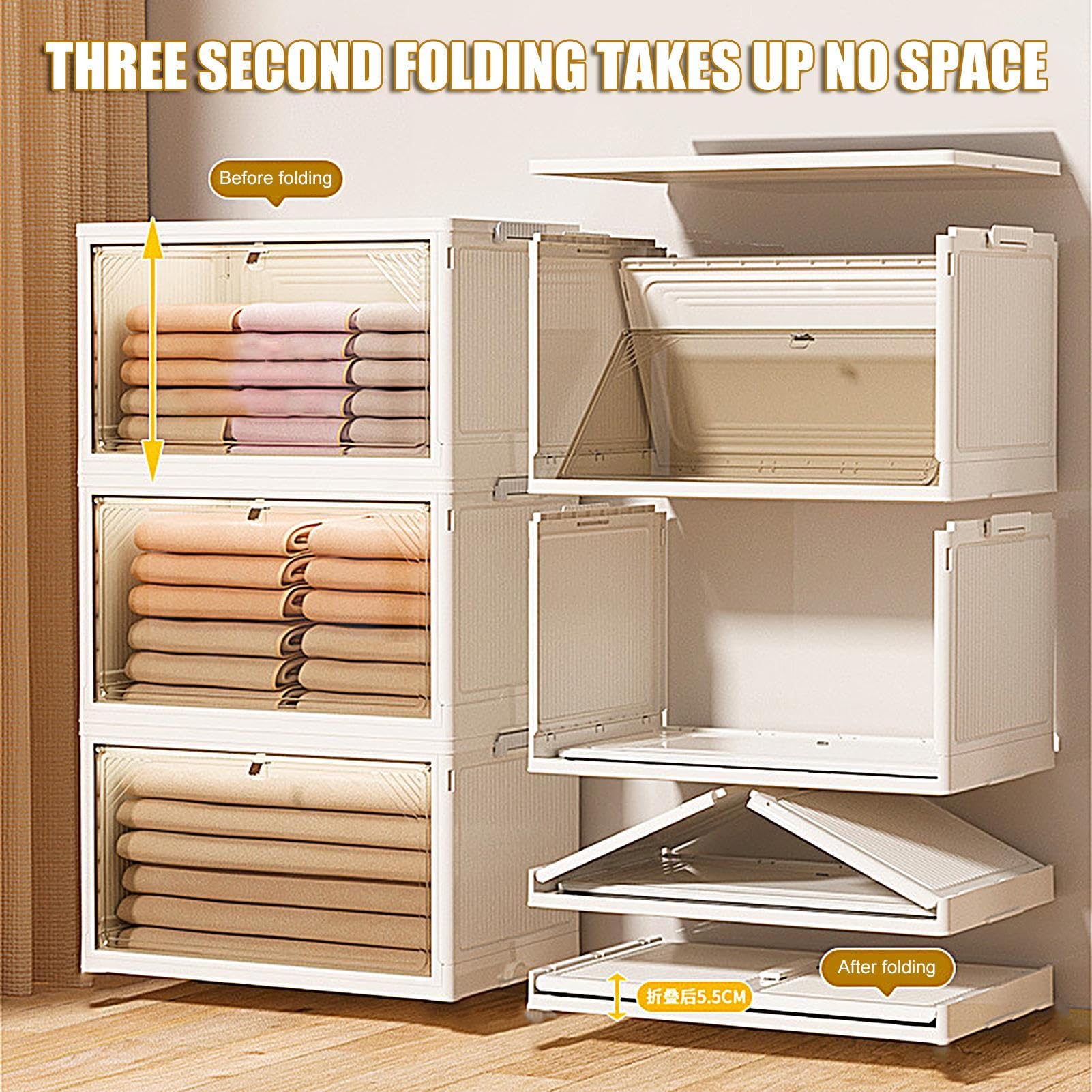 Stapelbarer Schrank-Organizer, platzsparend, Mehrzweck-Organizer, groß | Faltbare stapelbare Kleiderboxen, platzsparend für Zuhause, Schrank, Schlafzimmer, Schlafsaal, Küchen-Organizer