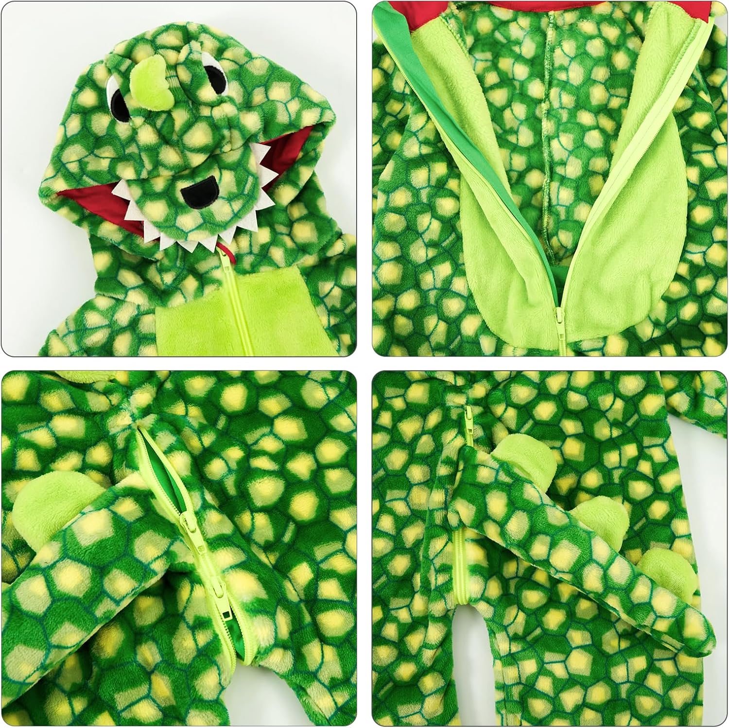 LOLANTA Toddler Dinosaur Animal Costume Unisex Baby Kids Flannel Hooded Romper Jumpsuit Dress Up Outfit - Image 5