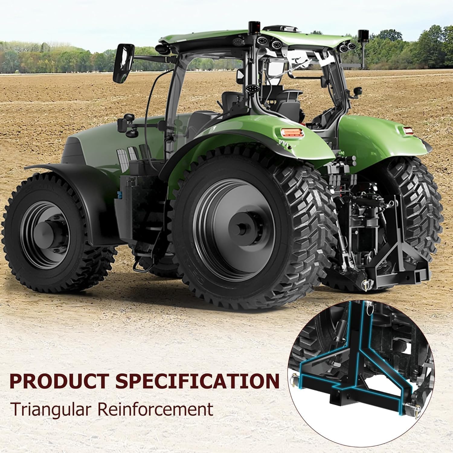 TROPOW 3-Point 2'' Trailer Hitch Receiver, Black Heavy-Duty Q235 Steel Category 1 Tractor Drawbar Adapter with Lift Pins, Compatible with Kubota BX, LM25H, WLM, NorTrac, Yanmar, Kioti