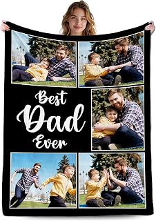 Customized Gift for Husband from Daughter Son Wife, Custom Blanket with Picture, Dad Blanket Gift for Anniversary Fathers Day Birthday Gifts for Best Dad, Personalized Photo Blanket B0GZ3XZVQF