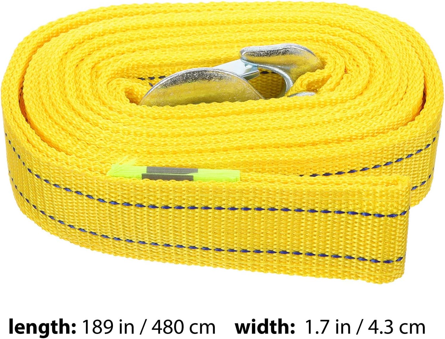 Yellow Polyester Car Trailer Winch Rope with Forged Iron Hooks
