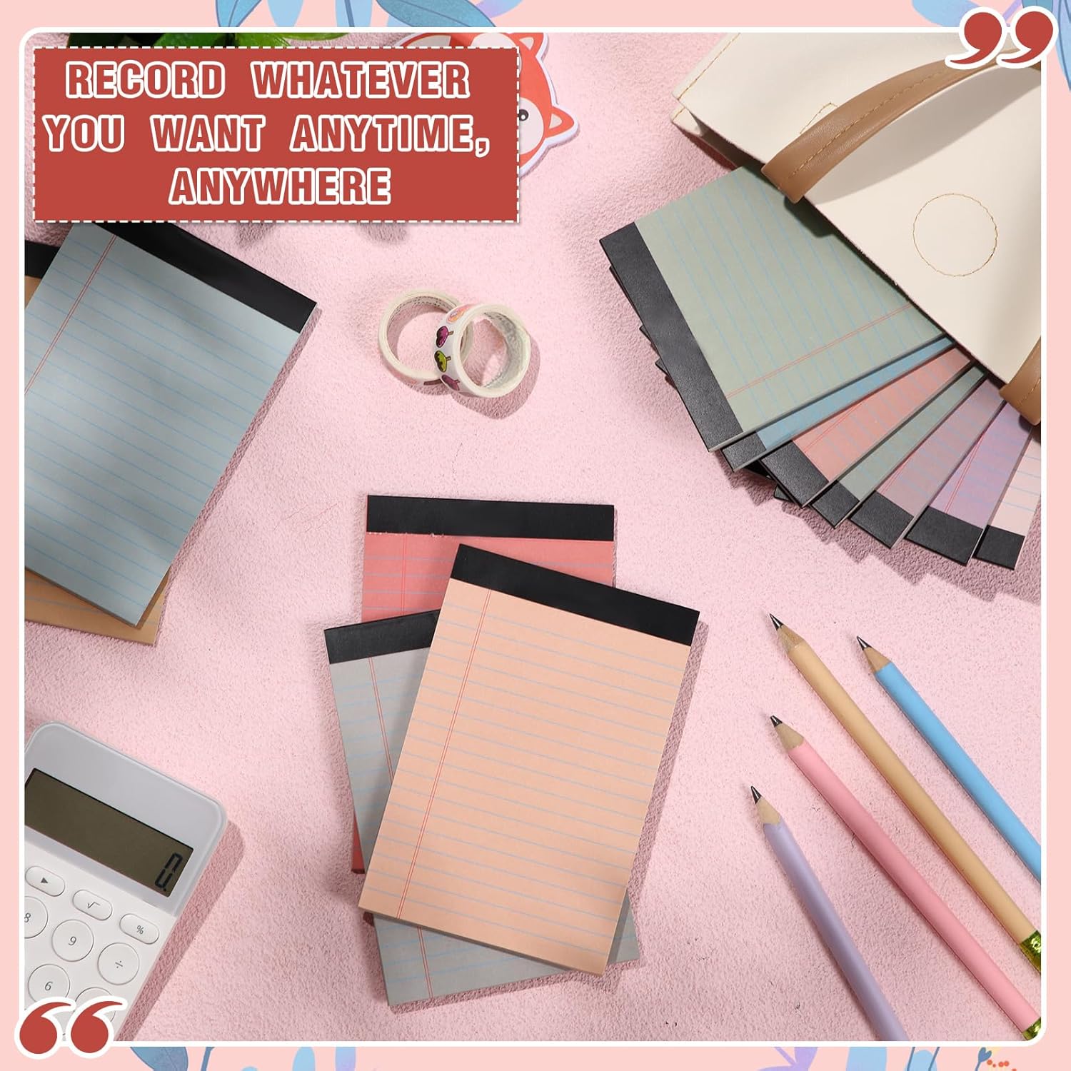 Lincia 24 Pcs 4" x 6" Legal Pad Writing Notepads Small Legal Pad College Ruled 30 Sheets Multiple Color Lined Note for Work 80 Gsm Paper for Grocery List Shopping List(Vintage Color)