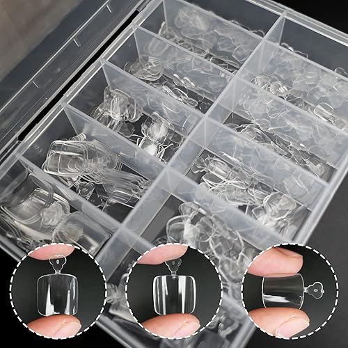Miniatura 4 de AddFavor 240 puntas de uñas de gel suave transparente de cobertura completa, cuadradas, acrílicas, falsas, para salón y hogar, manicura de pedicura