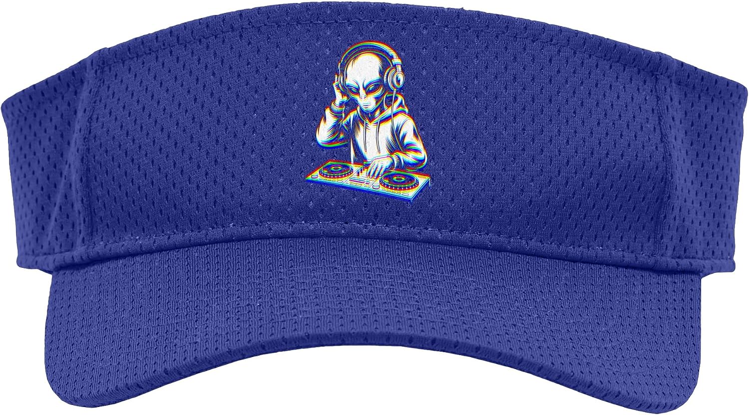 Funny Alien DJ with Headphones and Turntable Sport Sun Visor