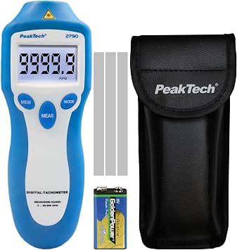 PeakTech P 2790 Tachometer with AA8Laser 2 to 100 RPM Non-Contact