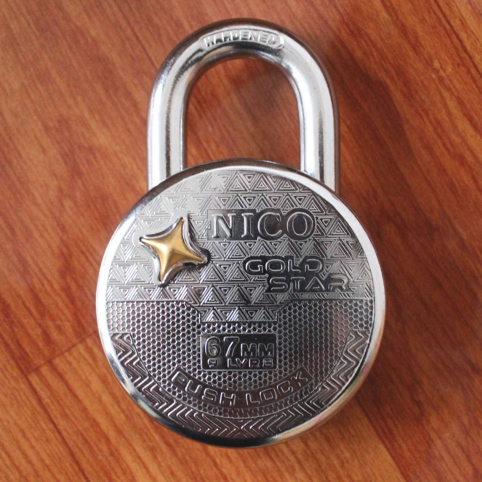 POTZO Gold Star Padlock, NICO Series, 9 Brass Levers, 67MM, 4 Keys