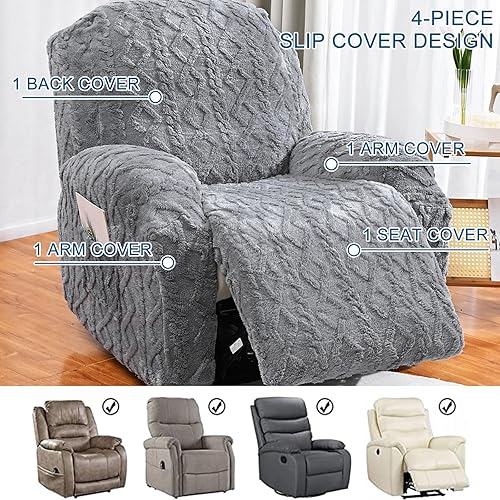 Vista 129 de Eco-Ancheng Fundas reclinables de 4 piezas, fundas para sillas reclinables, fundas elásticas para sofá reclinable, fundas ajustables antideslizantes