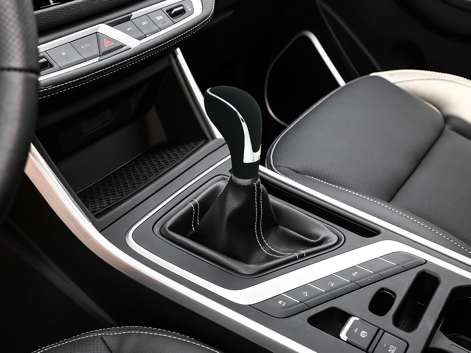 Abfer PU Leather Shift Knob Bundle Gear Knob, Car Gear Stick Lever Shifter Handle and Cool Shifter for Most Manual Truck Motor Vehicle image 3