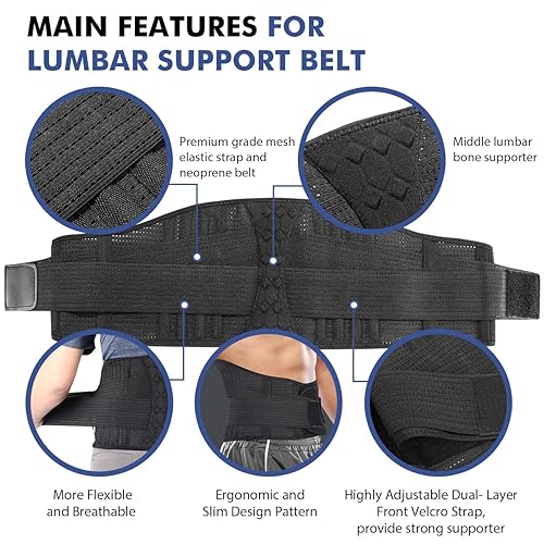Miniatura 6 de Cinturón de apoyo lumbar para levantar la espalda, hernia de disco, ciática, alivio del dolor, soporte lumbar transpirable para hombres y mujeres