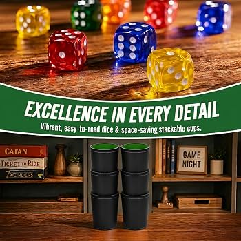 Set De 36 Dados Con 6 Cubiletes De Cuero – 3 Negros Y 3 Rojos, Ideal Para Juegos De Mesa, Viajes Y Fiestas Con Adultos