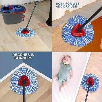 Spin Mop Replacement Heads Compatible with Ocedar RinseClean 2 Tank Mop System,Microfiber Mop Refill Heads for O Cedar Cleaning All Hard-surfaced Floor
