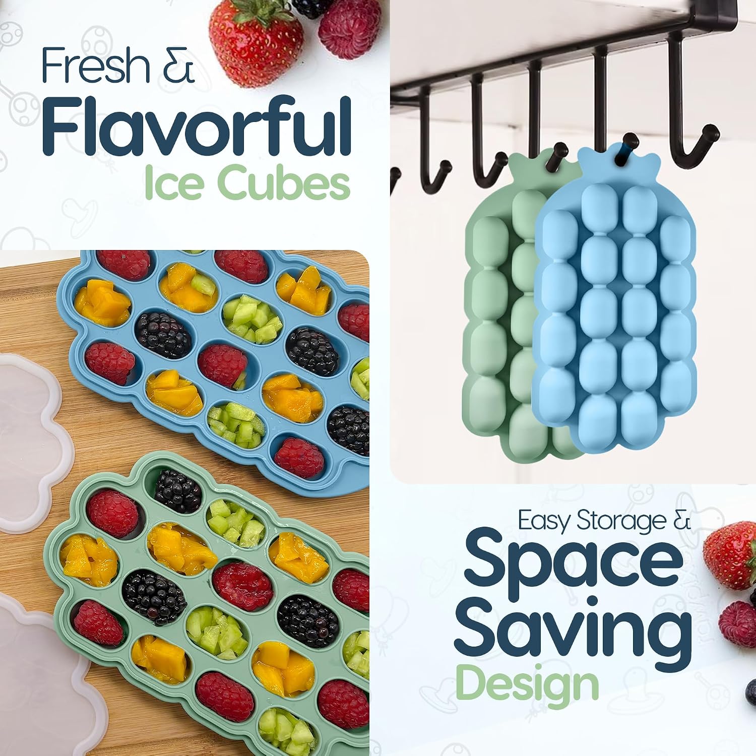 O’doe Silicone Freezer Molds for Baby Food – BPA-Free Baby Food Containers with 18-Hole Silicone Freezer Trays with Lid | Silicone Baby Food Freezer Tray for Weaning & Meal Prep