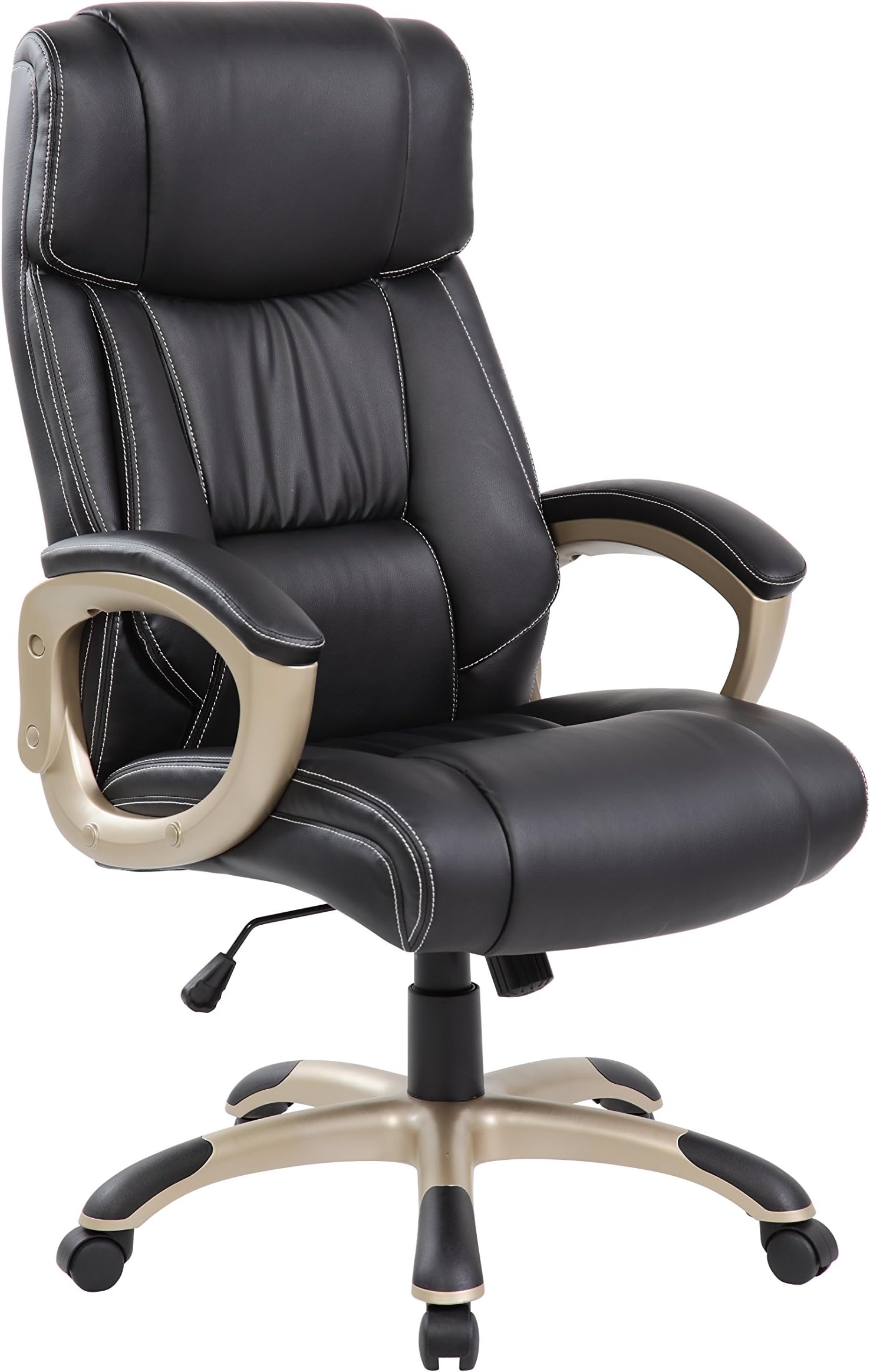 Az-Office Thick Padded High Back PU Leather Ergonomic Office Chair with Back Support and Arms, Black