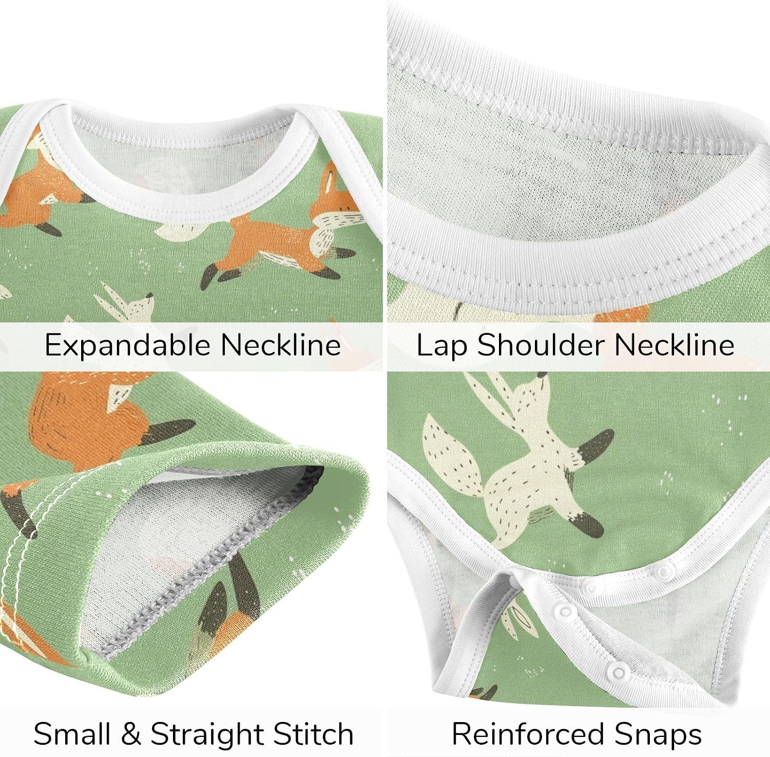 vvfelixl Baby Clothes Running Fox Bunny Baby Bodysuits Set Unisex Short Sleeve Babys Pants Sets 0-3M
