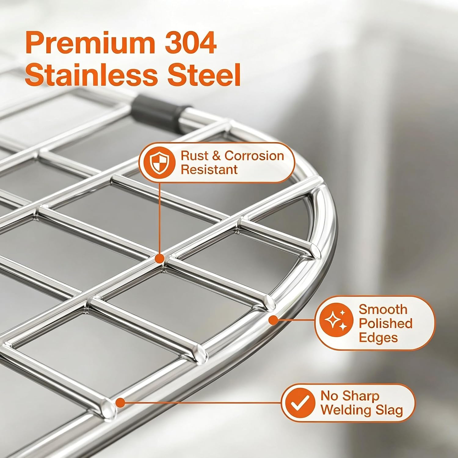 iPEGTOP Sink Bottom Grid, 23"x 13" Stainless Steel Sink Protector with Rear Drain Corner Radius 2", Sink Grate for Bottom of Kitchen Single Sink Bowl, One-Piece