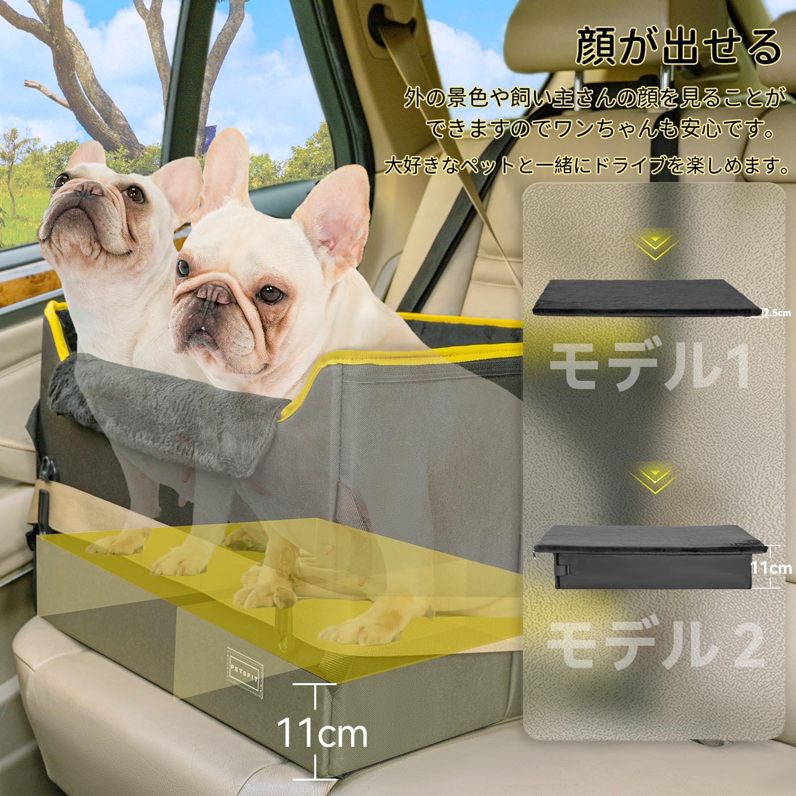 Amazon.co.jp: Petsfit 犬用ドライブボックス 中型犬対応 【高さ調整