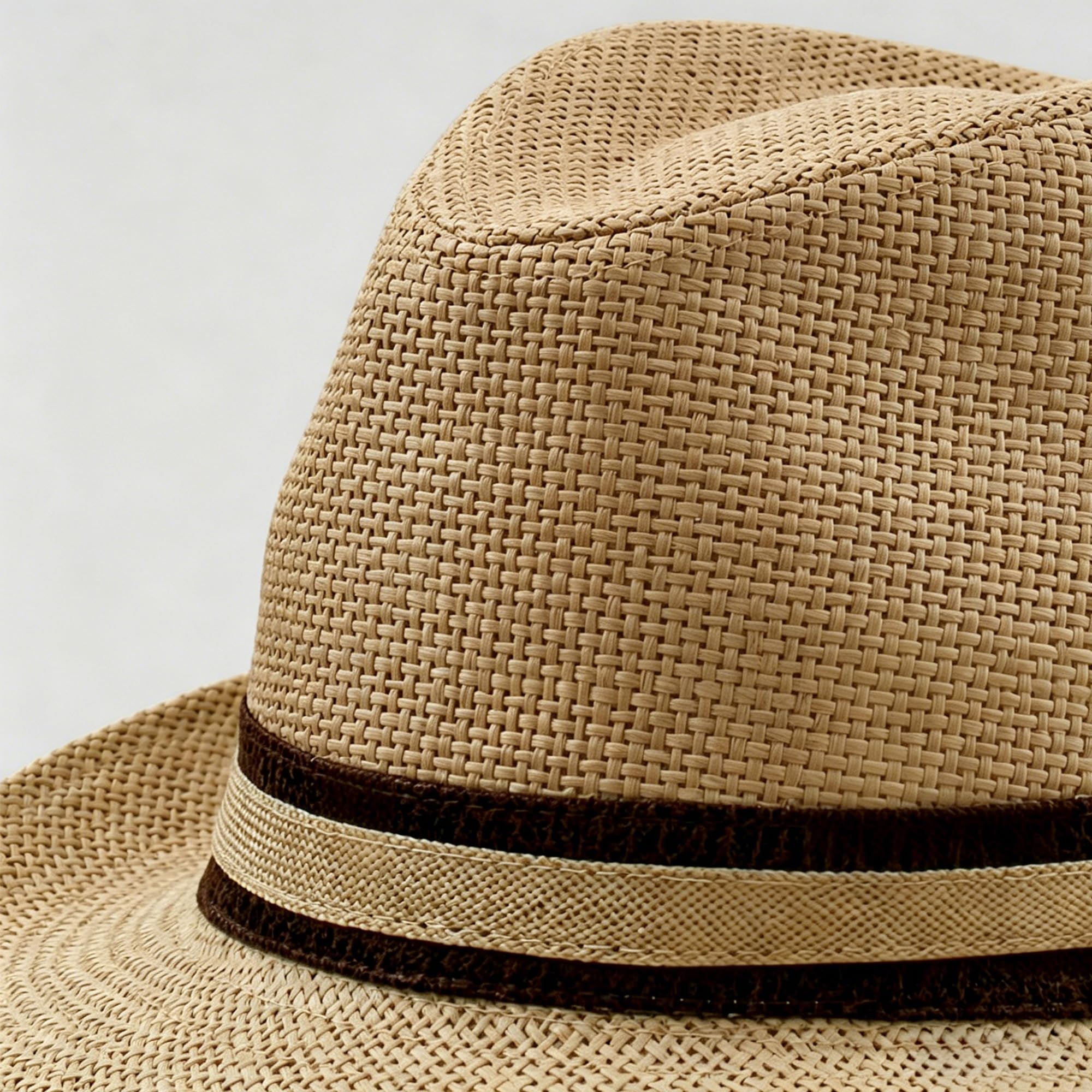 Fedora Chapeau unisexe en paille avec ruban décoratif, élégant et respirant pour l'été, idéal pour la plage, les voyages ou les tenues décontractées