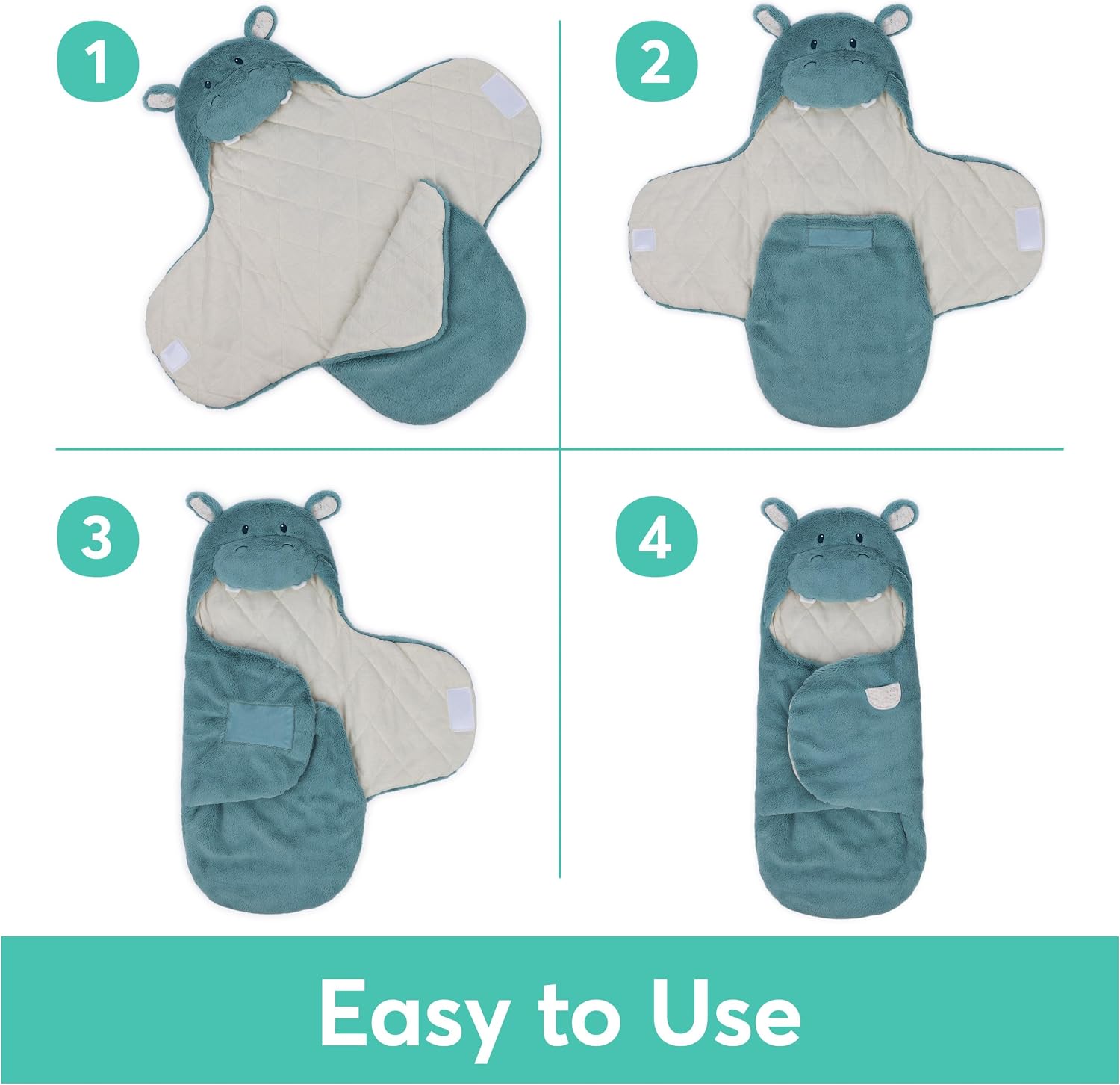 GUND Baby Oh So Snuggly Hippo Blanket Wrap, Plush Hooded Baby Blanket Wrap for Newborns, Blue/Cream, 26”