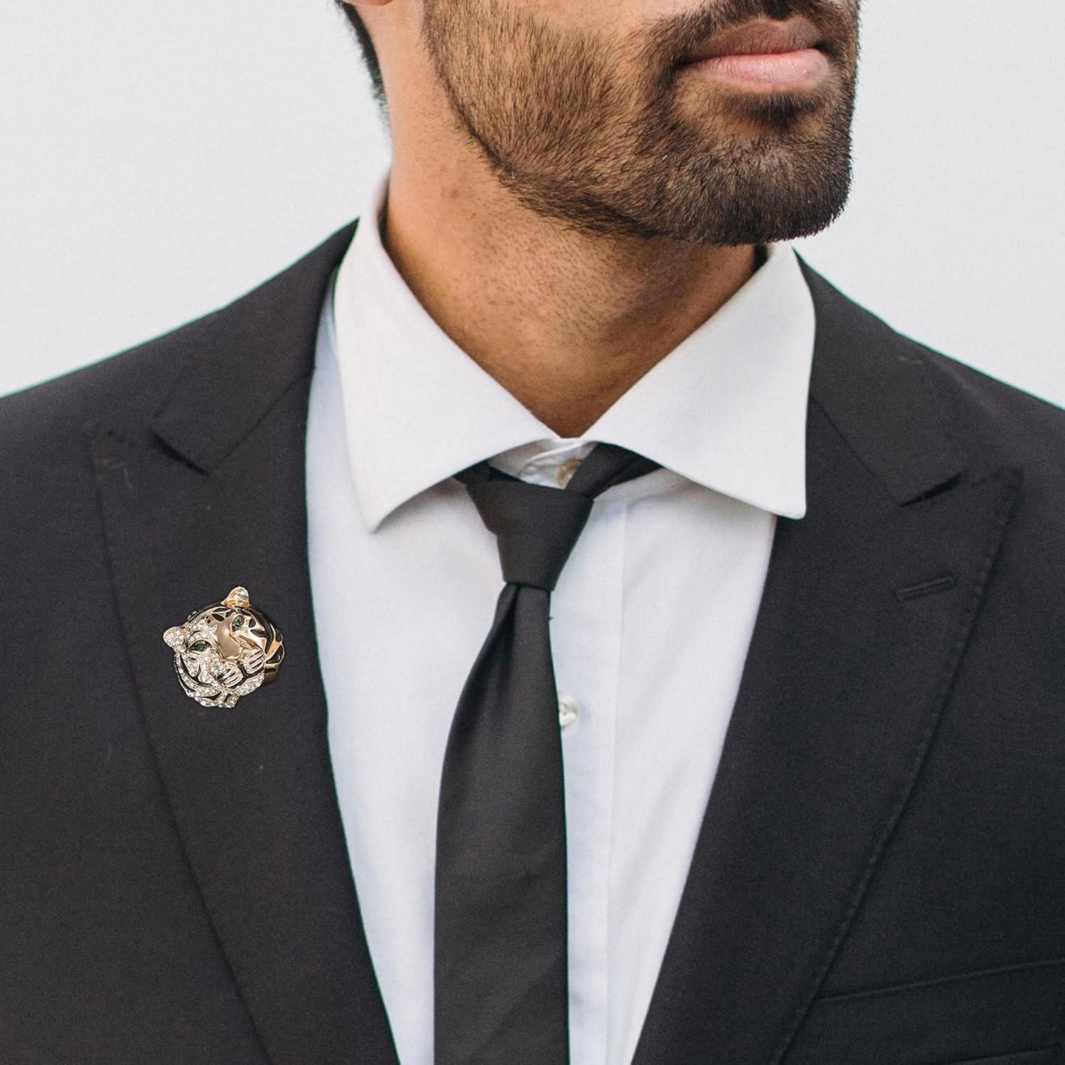 Tiger Head Brooch Pin Crystal Animal Pin Retro Tiger Head Badge Lapel Pin for Men Gift - Image 3