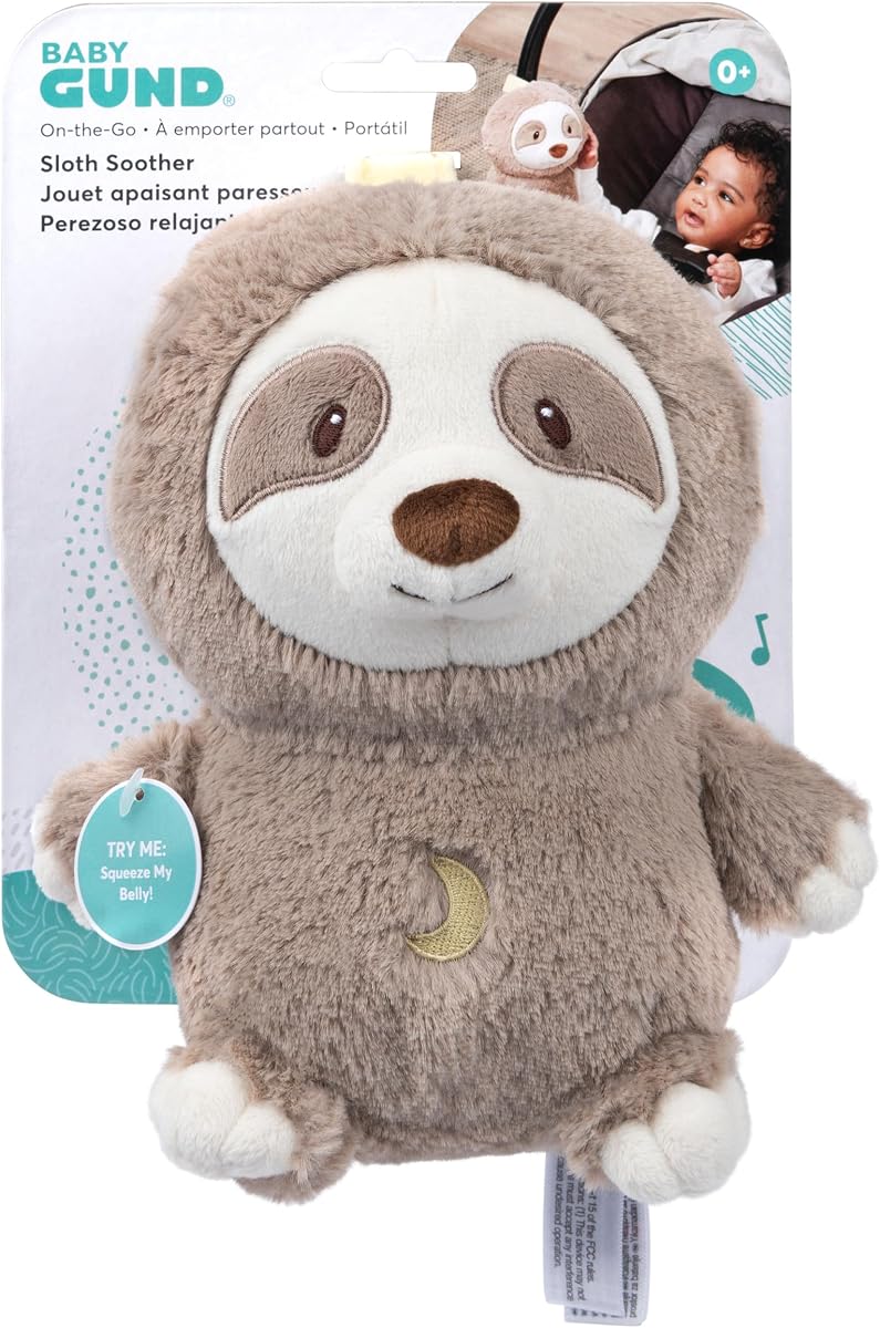 GUND Baby Lil’ Luvs Sloth Soother 6-Inch Stuffed Anima for Ages 0+ | Musical Sensory Toy Teaches Cause and Effect, Promotes Self-Soothing and Encourages Tactile Play with Soft Plush Fabrics