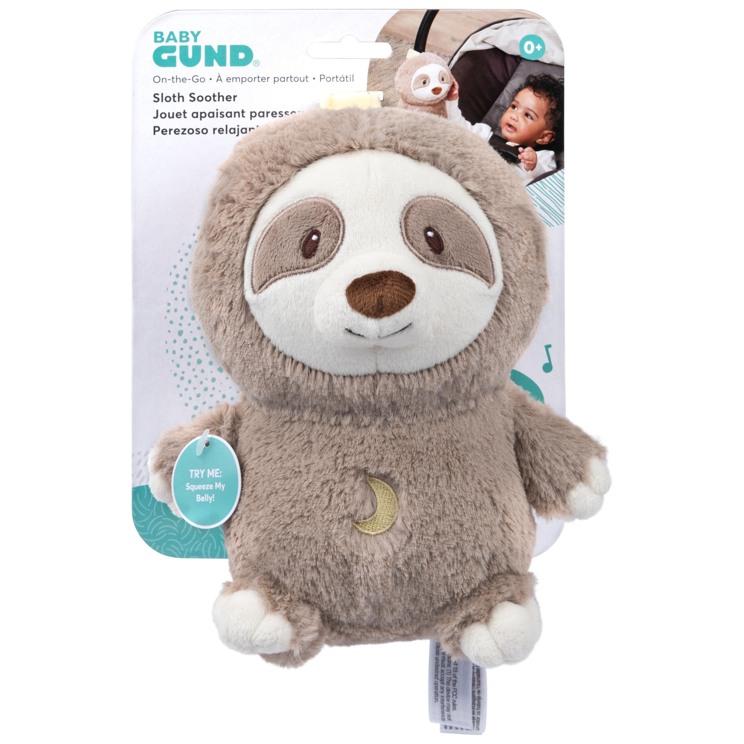 GUND Baby Lil’ Luvs On The Go Sloth Soother for Babies and Newborns, Plush Sloth Stuffed Animal Sound Toy, Brown/Cream, 6”