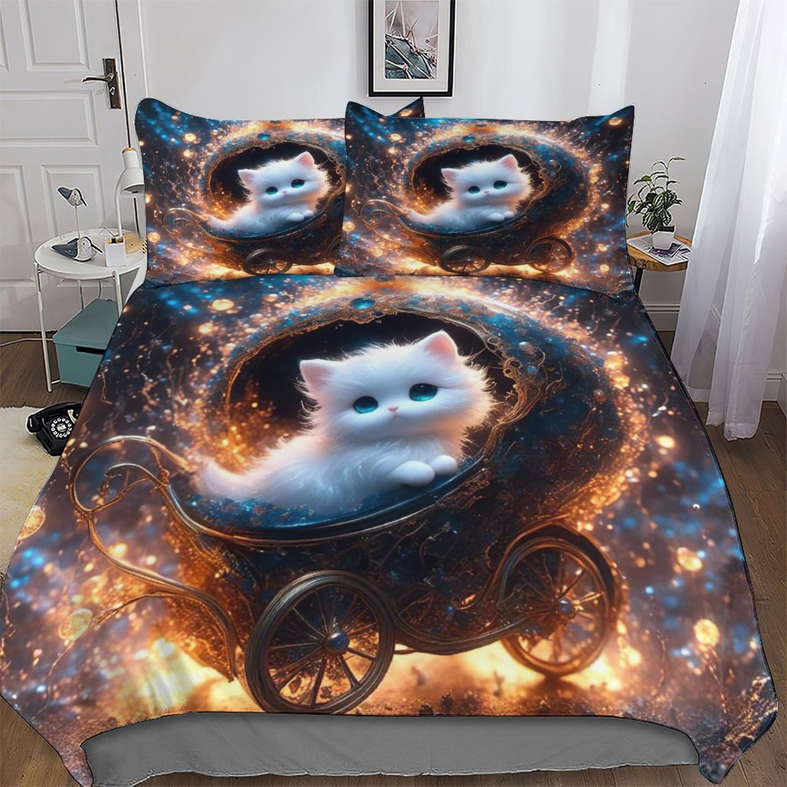 Housse de couette chat king size pour chambre cocooning 220x240