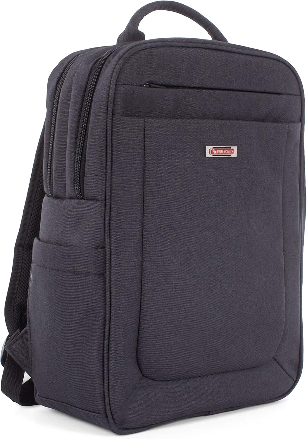 SWISS MOBILITY Cadence 2 Section Business Backpack, Fits Devices Up to 15.6", Polyester, 6 x 6 x 17, Charcoal