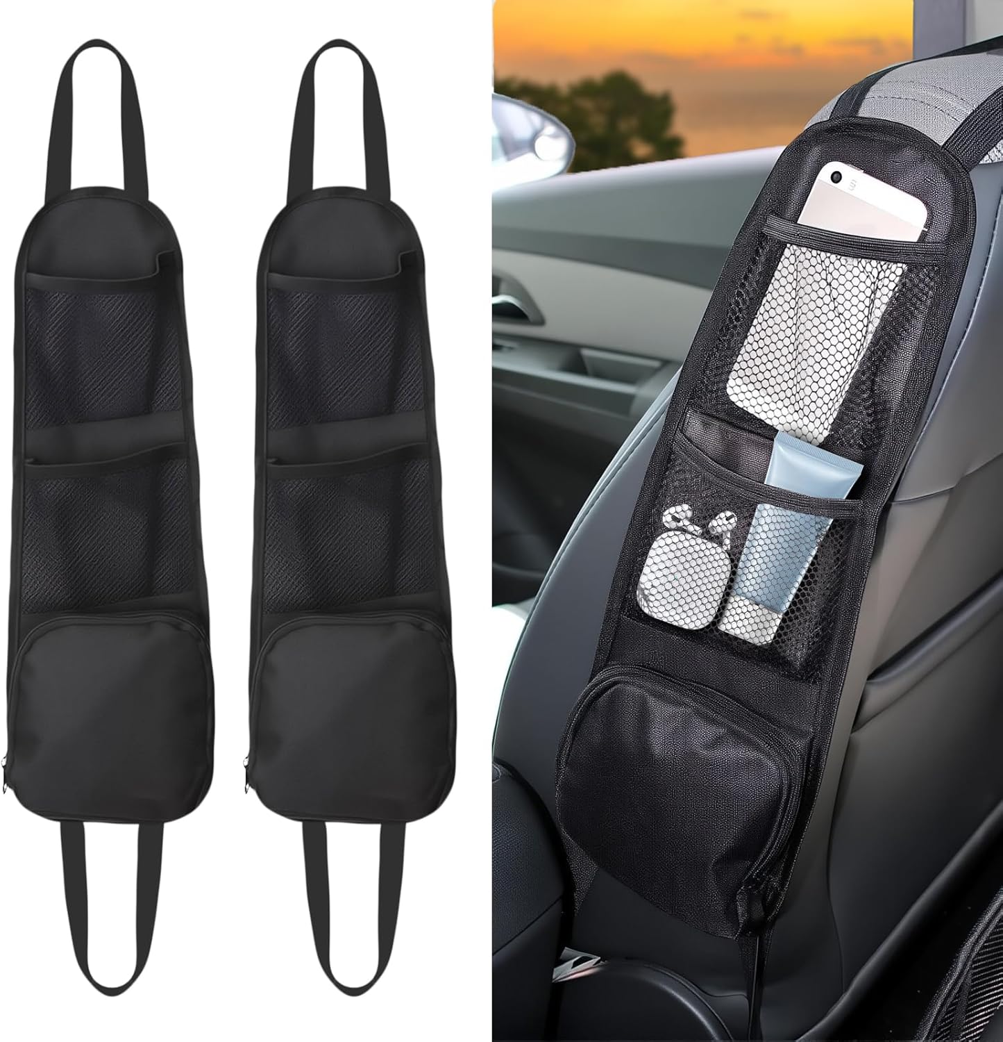 Front Seat Car Organizer – 2-Pack Multi-Pocket Storage for SUVs & Trucks