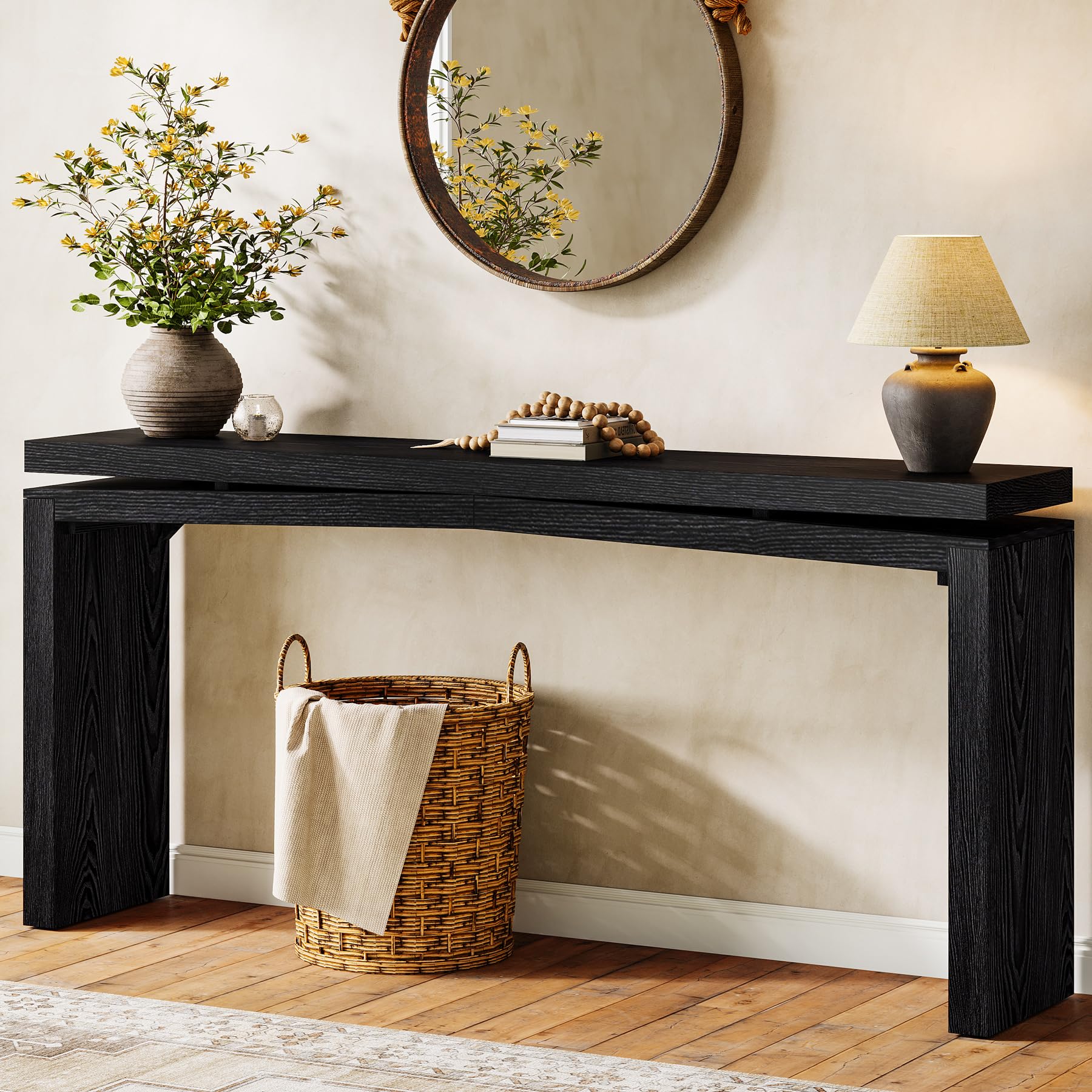63-Inch Black Farmhouse Console Table