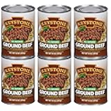 Keystone Meats All Natural Ground Beef 14 Oz Fully Cooked Canned Meat | Heat & Serve | 5-Year Shelf Life | Ready to Eat, Gluten-Free Pantry Staple | Survival & Emergency Food | Made in USA | Pack of 6