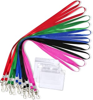 Durably Woven Lanyards & Vertical ID Badge Holders ~Premium Quality, Waterproof & Dustproof ~ for Moms, Teachers, Tours, Events, Businesses, Cruises & More (10 Pack, Mixed) by Stationery King