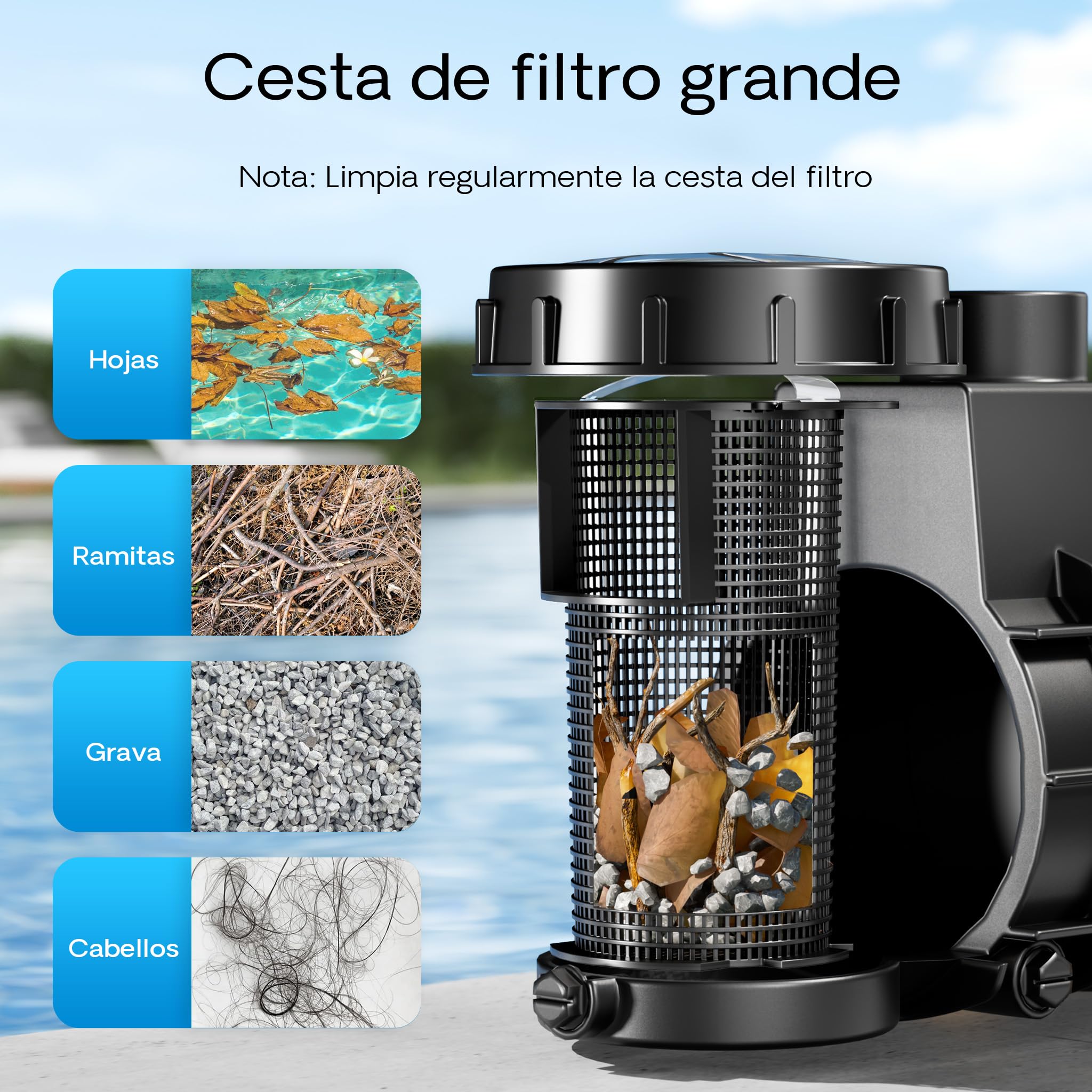 Bomba de piscina 14500l/h 750W Bomba de recirculación Bomba de filtro