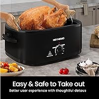 Vista 2 de Horno tostador de 18 cuartos de galón con tapa de autohilvanado, horno eléctrico de pavo de acero inoxidable de 1450W con asas de tacto frío, Negro