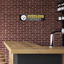 Rico Industries NFL Pittsburgh Steelers 16-Inch Plastic Street Sign Dcor