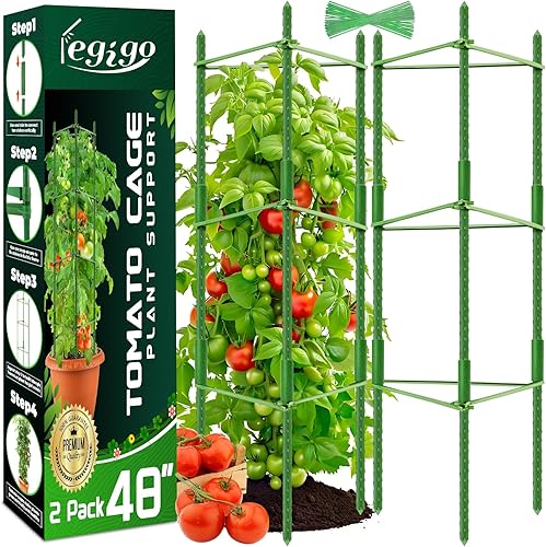 Miniatura 12 de Legigo Paquete de 6 jaulas de tomate para soporte de plantas de jardín, estacas de jardín de hasta 48 pulgadas, jaula de tomate para plantas