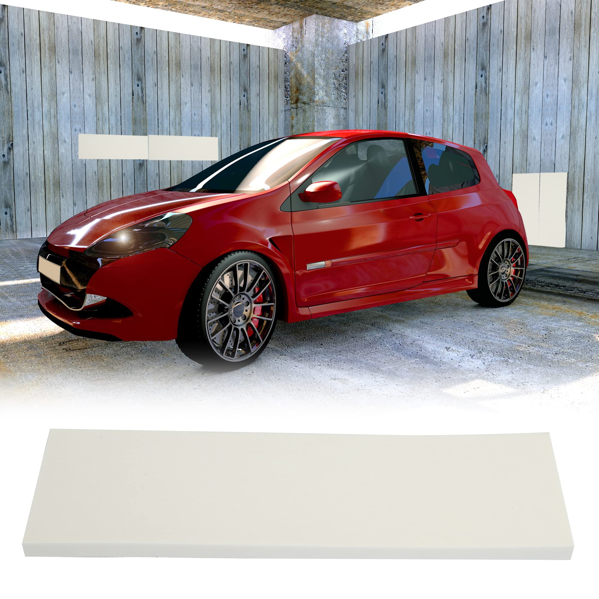 X AUTOHAUX 400x120x15mm Car Garage Wall Guard Door Bumper Protector White, 15.75"x4.72"x0.59"(L*W*H) - Image 2