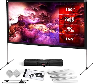 Pyle Foldable Portable Projector Screen - 120" 169 HD 4K Lightweight Indoor Outdoor Wrinkle Resistant Movie Projection Display - For Home Theater, Party, Office, Classroom