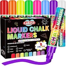 Labeol 8 Colors Jumbo Chalk Markers | 10mm Window Markers for Glass & Car Paint Pens, Washable for Blackboards, Chalkboards, Mirrors Summer DIY