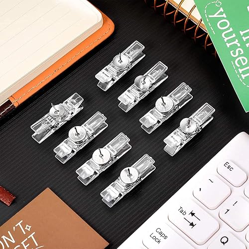 Miniatura 10 de 32 clips reutilizables para fotos, mini tachuelas de plástico negro, pinzas para la ropa, clips de papel decorativos para tableros de corcho, obras