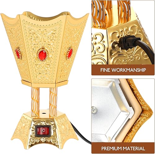 Miniatura 4 de FOMIYES Quemador de incienso árabe, quemador de incienso eléctrico, soporte para quemador de Bakhoor, estilo de Oriente, incensario eléctrico para