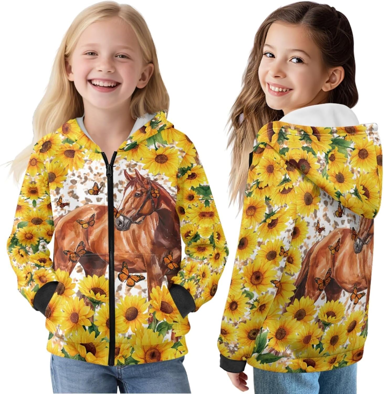 Bulopur Kids Zip Up Sweatshirts Girls Warm Long Sleeve Hoodie Sweatshirt with Front Pockets Children Winter Outfits