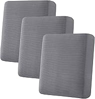 H.VERSAILTEX Super Stretch 3-Piece Sofa Seat Cushion Covers Grey Jacquard - Fits 58-88" Sofas, Pet & Kid Proof Slipcovers